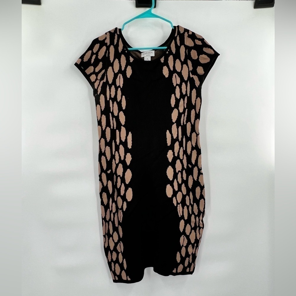 Carmen Marc Valvo brown black bodycon dress size M